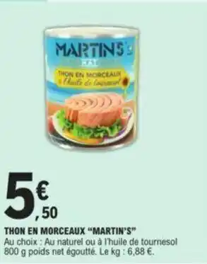 E.Leclerc Thon en morceaux "MARTIN'S" offre