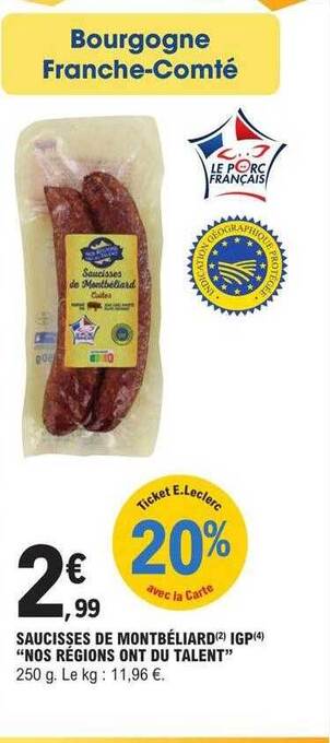 Saucisses de montbéliard igp