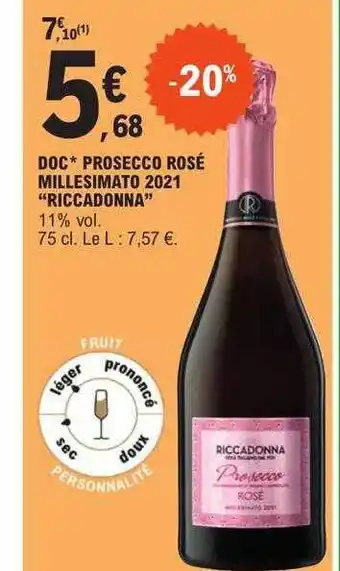 E.Leclerc Doc prosecco rosé millesimato 2021 offre