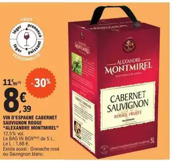 E.Leclerc Vin d'espagne cabernet sauvignon rouge offre