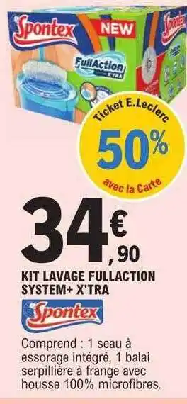 E.Leclerc Kit lavage fullaction system+ x'tra spontex offre