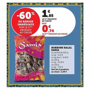 Super U Bonbons halal samia offre