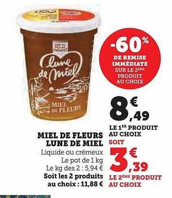 Super U Miel de fleurs lune de miel offre