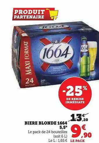 Super U Bière blonde 1664 5,5° offre