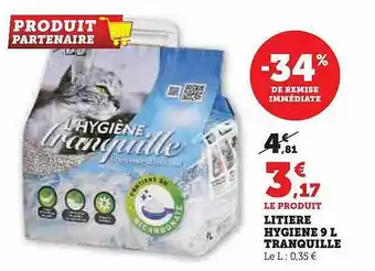 Super U Litière hygiène 9 l tranquille offre