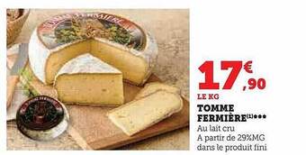 Super U Tomme fermière offre
