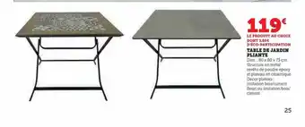 Super U Table de jardin pliante offre