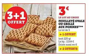 Feuilleté ovale ou grillé aux pommes
