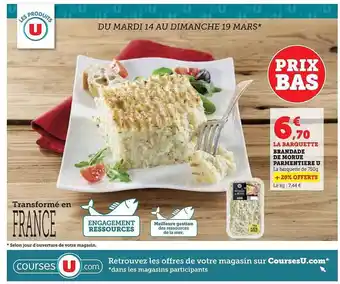 Super U Brandade de morue parmentière u offre