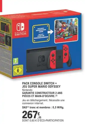 E.Leclerc Pack Console Switch + Jeu Super Mario Odyssey offre