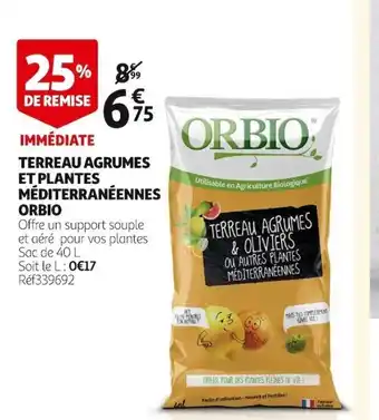 Auchan Terreau Agrumes Et Plantes Mèditerranèennes Orbio offre
