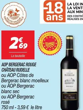 Netto AOP Bergerac Rouge Chateau Rudelle offre