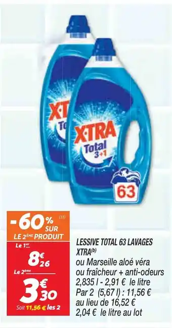 Netto Lessive Total 63 Lavages Xtra offre