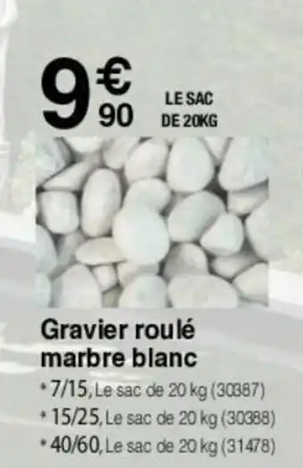 Chretien Matériaux Gravier Roulè Marbre Blanc offre