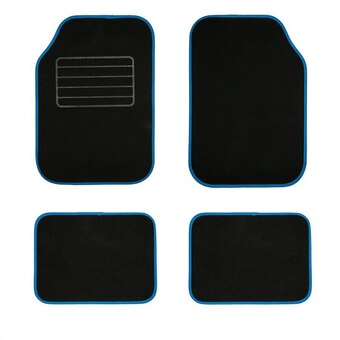 Norauto Jeu complet de tapis de voiture universels noirs ganse bleu moquette 1er Prix offre
