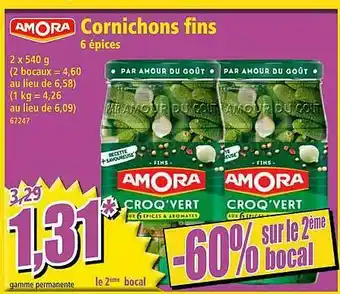 Norma Cornichons Fins Amora 60% Sur Le 2ème Bocal offre