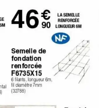 Semelle de fondation renforcée f6735x15