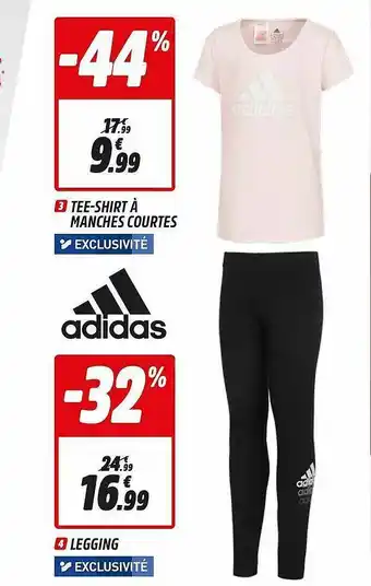 Intersport Tee-shirt à Manches Courtes, Legging Adidas offre