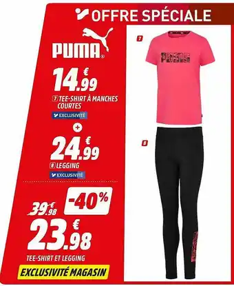 Intersport Tee-shirt à Manches Courtes, Legging, Tee-hirt Et Legging Puma offre