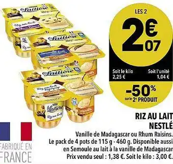 Supeco Riz Au Lait Nestlé offre