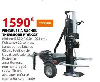 Rural Master Fendeuse à Bûches Thermique Ft63-22t Temver offre
