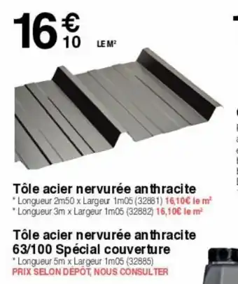 Chretien Matériaux Tole acier nervurée anthracite offre