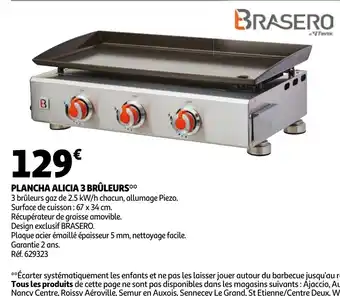 Auchan Plancha Alicia 3 Brûleurs offre