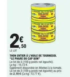 E.Leclerc Thon entier à l'huile de tournesol offre