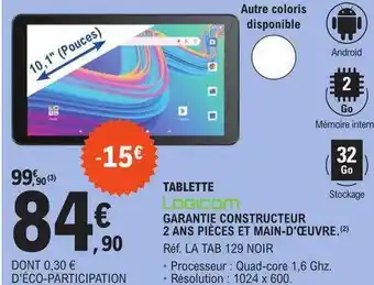 E.Leclerc Tablette logicom offre