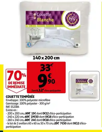 Auchan Couette Tempérée Réf. 552384 offre