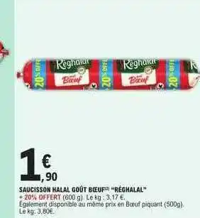 E.Leclerc Saucisson halal goût bœuf offre