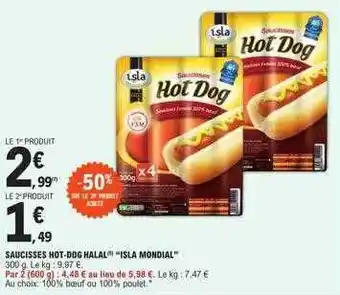 E.Leclerc Saucisses hot-dog halal offre