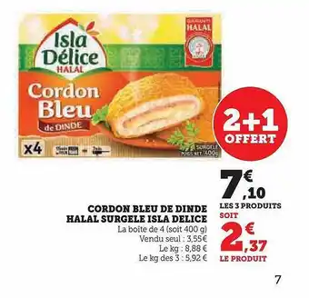 U Express Cordon bleu de dinde halal surgelé isla délice offre