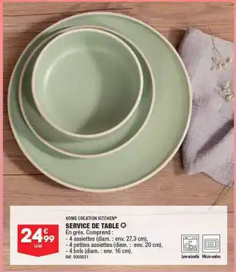 ALDI Service de table home création kitchen offre