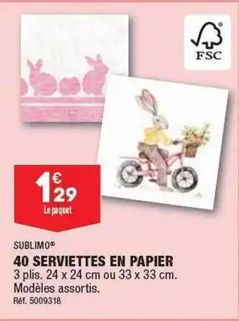 ALDI 40 serviettes en papier sublimo offre