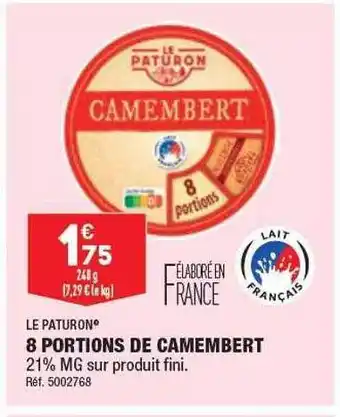 ALDI 8 portions de camembert le paturon offre
