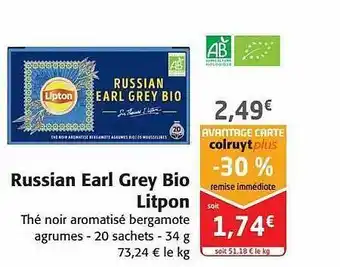 Colruyt Russian earl grey bio lipton offre
