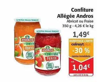 Colruyt Confiture allégée andros offre