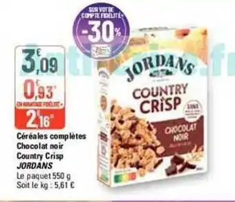 G20 Céréales complètes chocolat noir country crisp jordans offre