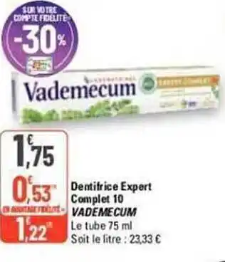 G20 Dentifrice expert complet 10 vademecum offre
