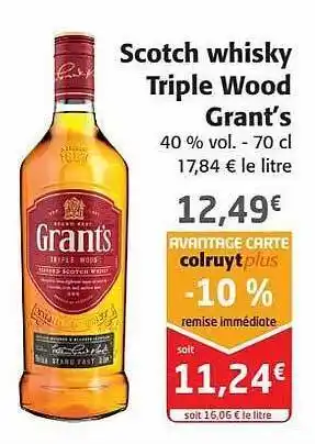 Colruyt Scotch whisky triple wood grant's offre