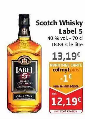 Colruyt Scotch whisky label 5 offre