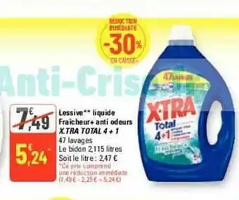 G20 Lessive liquide fraîcheur + anti odeurs x-tra total 4 + 1 offre