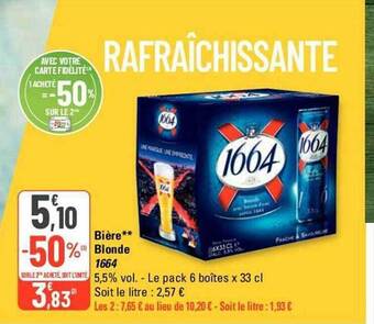 G20 Bière blonde 1664 offre