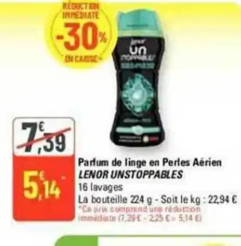 G20 Parfum de linge en perles aérien lenor unstoppables offre