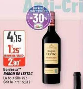 G20 Bordeaux baron de lestac offre