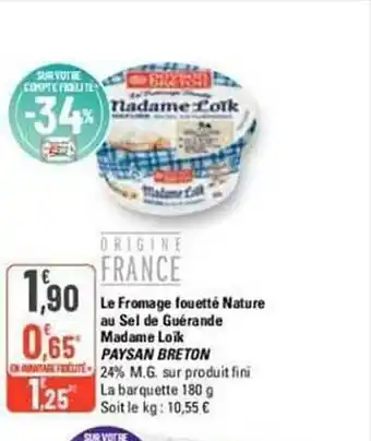 G20 Le fromage fouetté nature au sel de guérande madame loïk paysan breton offre