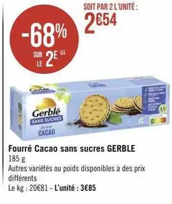Fourré cacao sans sucres gerblé