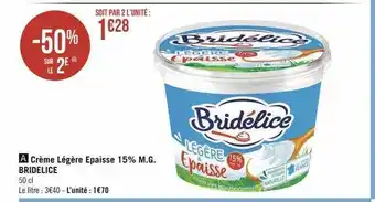 Crème légère épaisse 15% m.g. bridélice