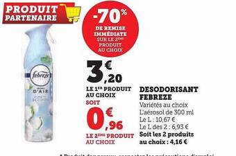 Hyper U Désodorisant febrèze offre
